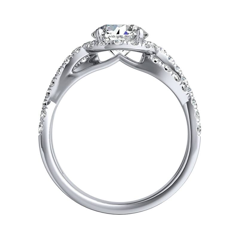 Auriya 14k Gold Round 2 1/2ct Moissanite and 5/8ct TDW Halo Diamond Infinity Engagement Ring