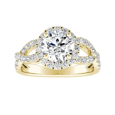 Auriya 14k Gold Round 2 1/2ct Moissanite and 5/8ct TDW Halo Diamond Infinity Engagement Ring