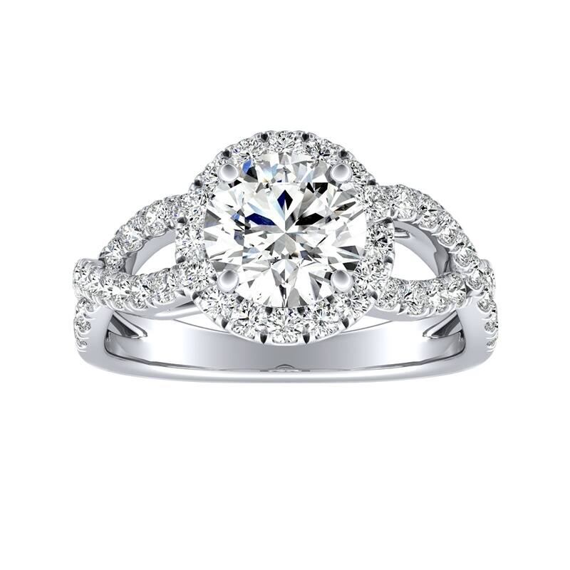 Auriya 14k Gold Round 2 1/2ct Moissanite and 5/8ct TDW Halo Diamond Infinity Engagement Ring