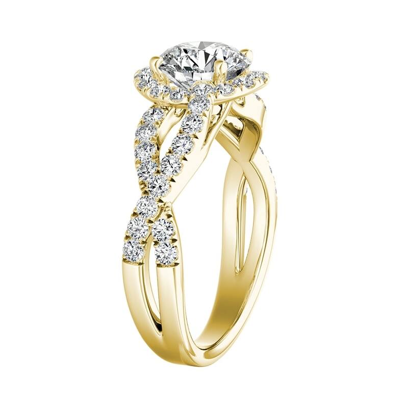 Auriya 14k Gold Round 2 1/2ct Moissanite and 5/8ct TDW Halo Diamond Infinity Engagement Ring
