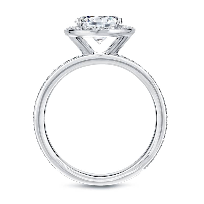 Auriya Round 2ct Moissanite and 2/5cttw Halo Diamond Engagement Ring 14K Gold