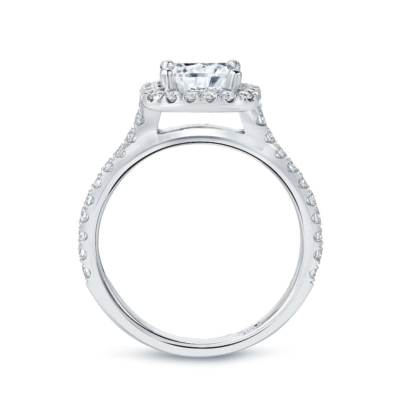 Auriya 14k Gold Round 1ct Moissanite and 2/5cttw Halo Diamond Engagement Ring