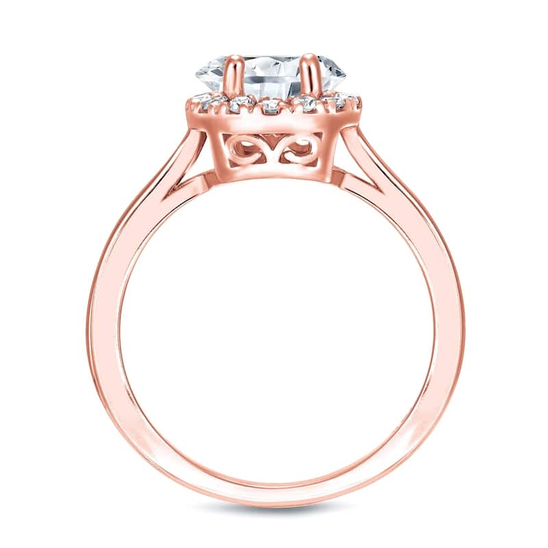 Auriya Round 3/4ct Moissanite and 1/5ctw Halo Diamond Engagement Ring 14K Gold