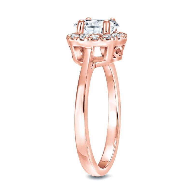 Auriya Round 3/4ct Moissanite and 1/5ctw Halo Diamond Engagement Ring 14K Gold