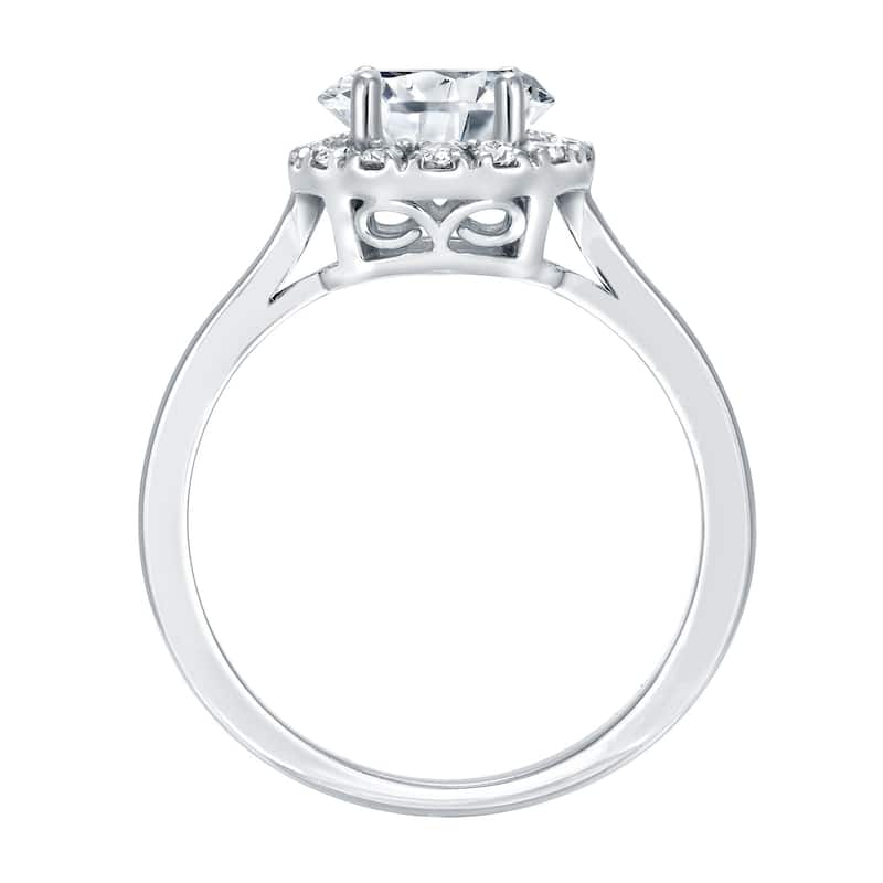 Auriya Round 1ct Moissanite and 1/3ctw Halo Diamond Engagement Ring 14K Gold