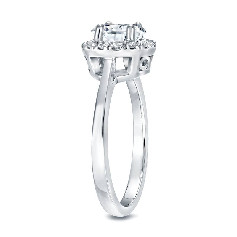 Auriya Round 1/2ct Moissanite and 1/5ctw Halo Diamond Engagement Ring 14K Gold