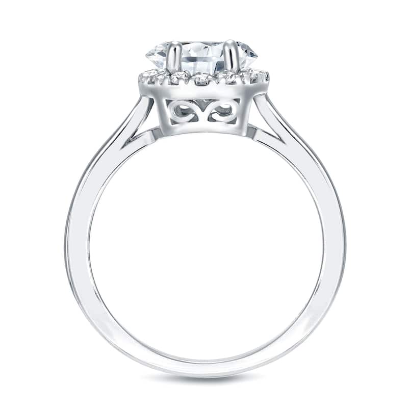 Auriya Round 1/2ct Moissanite and 1/5ctw Halo Diamond Engagement Ring 14K Gold