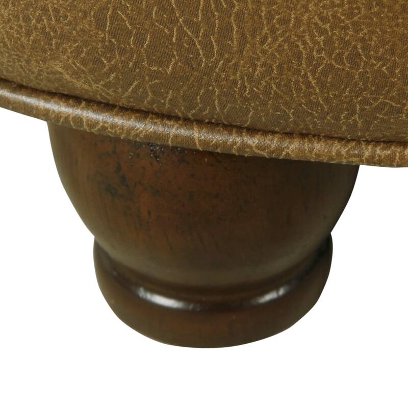 Copper Grove Lamentin Tufted Faux Leather Round Storage Ottoman