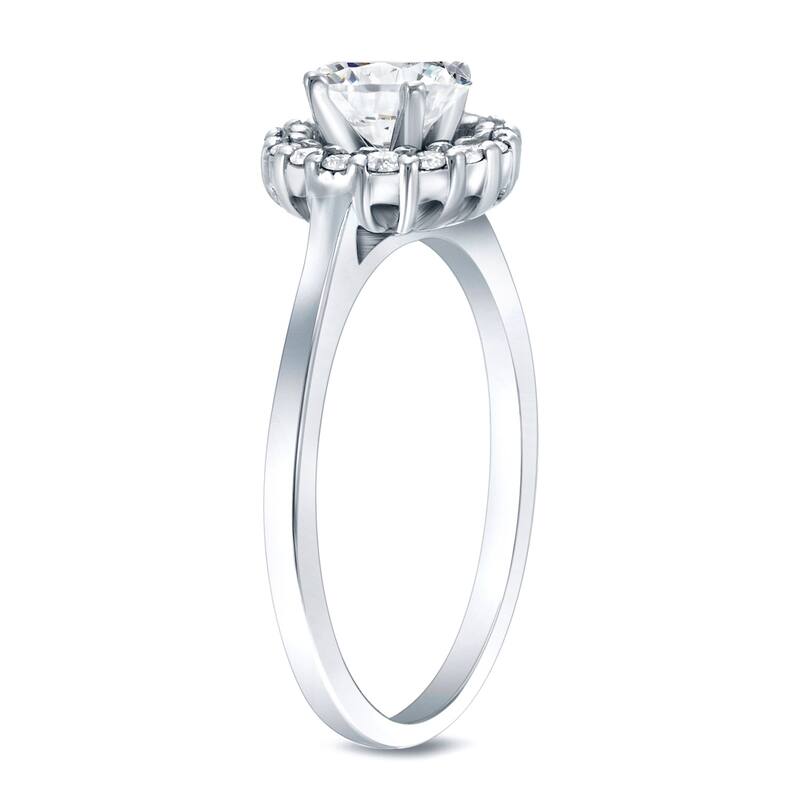 Auriya 14k Gold 3/4ct Moissanite Halo Diamond Engagement Ring 1/6ctw