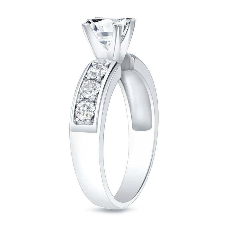 Auriya 14k Gold 2 1/2 carat Round Moissanite and 1/2ctw Diamond Engagement Ring