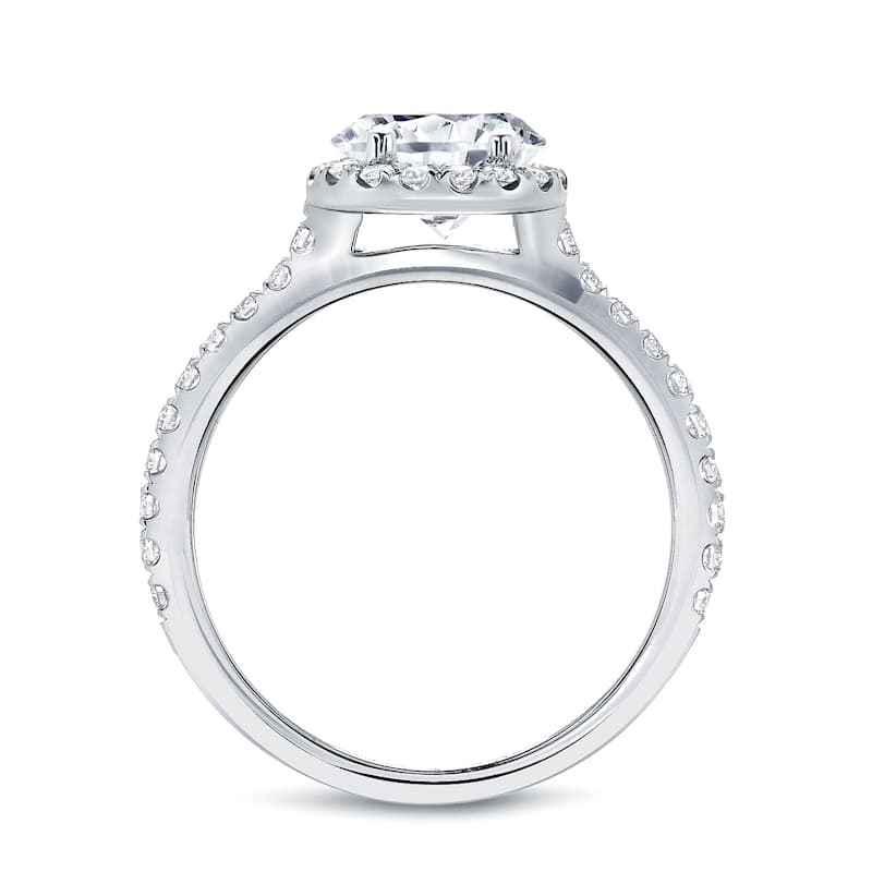 Auriya Round 1ct Moissanite and 1/3ctw Halo Diamond Engagement Ring 14K Gold