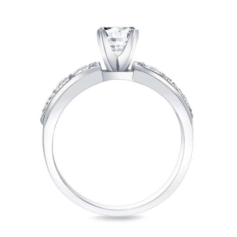 Auriya 1 1/2 carat Round Moissanite and 1/2ctw Diamond Engagement Ring 14K Gold