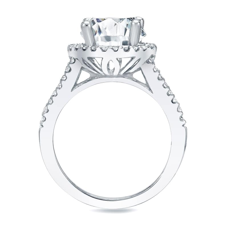 Auriya Round 1 1/5ct Moissanite and 1/2ctw Halo Diamond Engagement Ring 14K Gold
