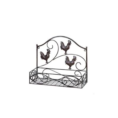 Three Country Roosters Wire Wall Rack