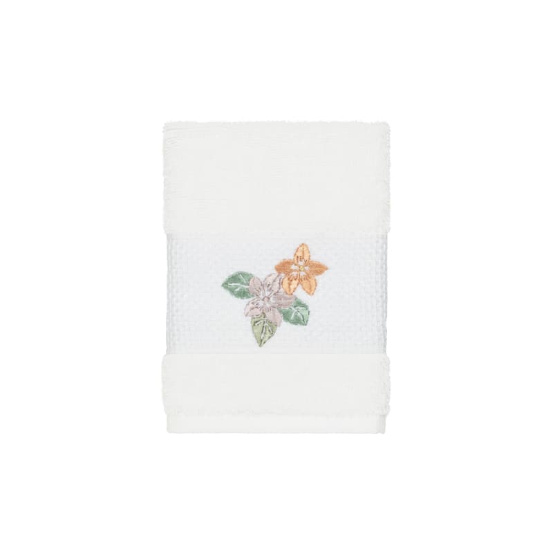 Authentic Hotel and Spa Turkish Cotton Floral Vine Embroidered White 3-piece Towel Set