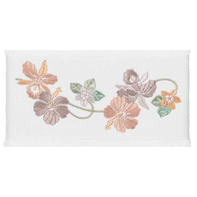 Authentic Hotel and Spa Turkish Cotton Floral Vine Embroidered White 3-piece Towel Set