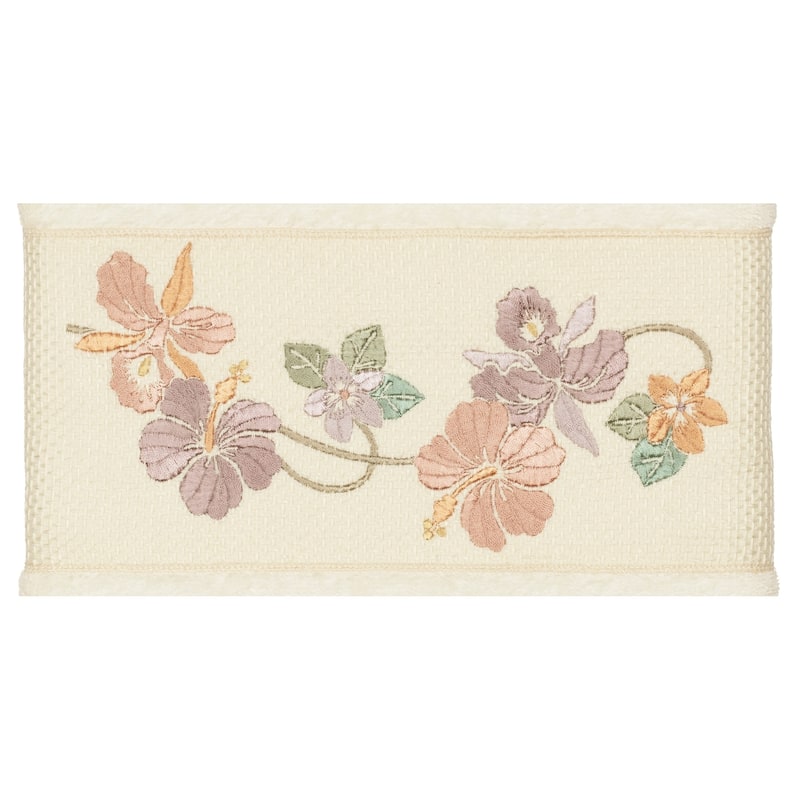 Authentic Hotel and Spa Turkish Cotton Floral Vine Embroidered Cream 2-piece Bath Towel Set
