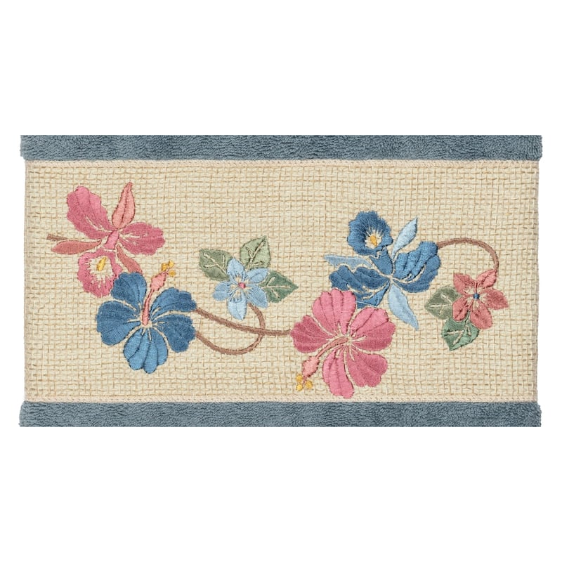 Authentic Hotel and Spa Turkish Cotton Floral Vine Embroidered Teal Blue 3-piece Towel Set
