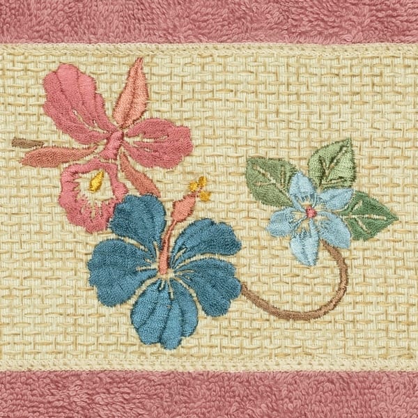 Floral Embroidered Tea Towel