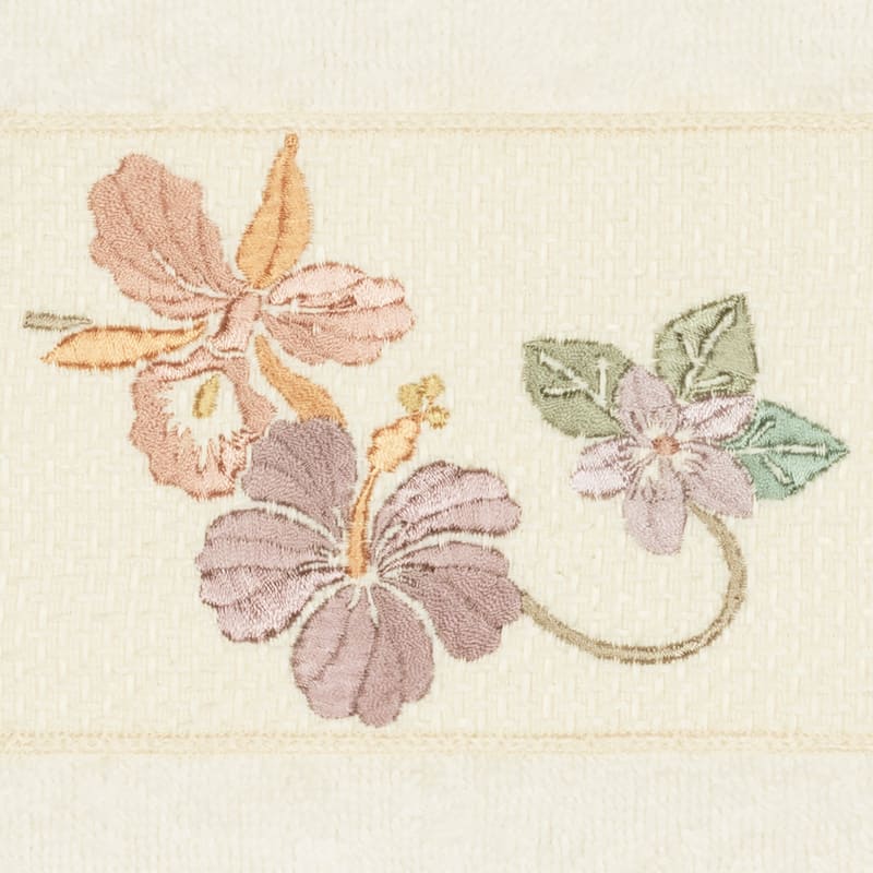Authentic Hotel and Spa Turkish Cotton Floral Vine Embroidered Cream Hand Towel