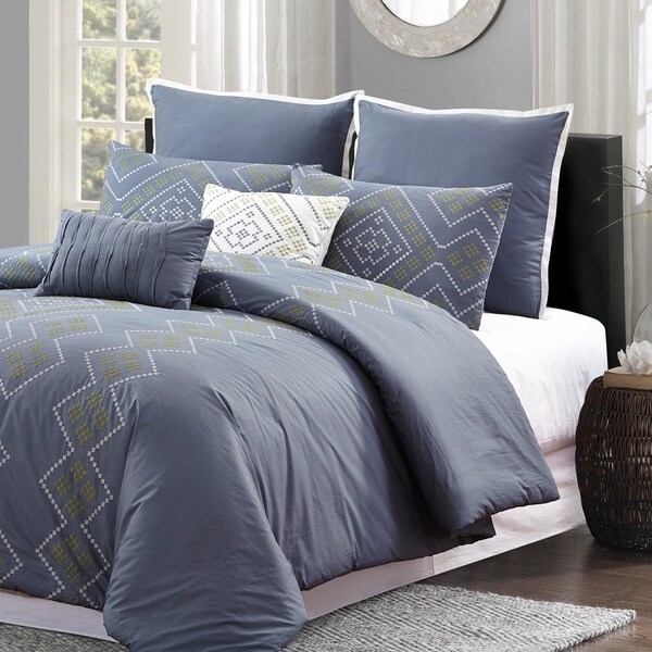 Shop Style Quarters Tribal Geo 7pc Comforter Set Gray Stitched