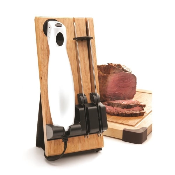 Shop NutriChef-Electric Kitchen Knife with Wooden Storage Tray - Overstock - 21861833