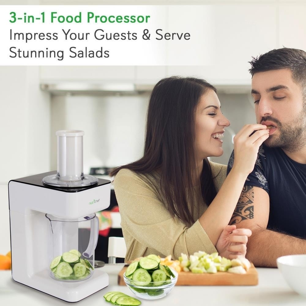 NutriChef PKESPR26 Electric Food Spiralizer 3 in 1 Food Processor Salad  Shooter Shredder - Bed Bath & Beyond - 21861856