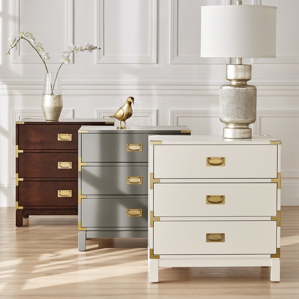 Shop Kedric 3-Drawer Gold/White Accent End Table ...