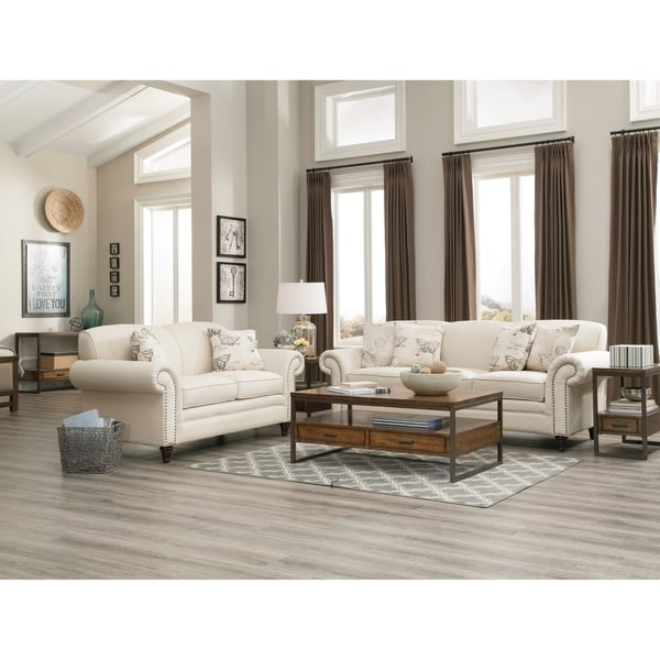 Shop Norah Traditional White 2piece Living Room Set  On Sale  Free Shipping Today  Overstock 