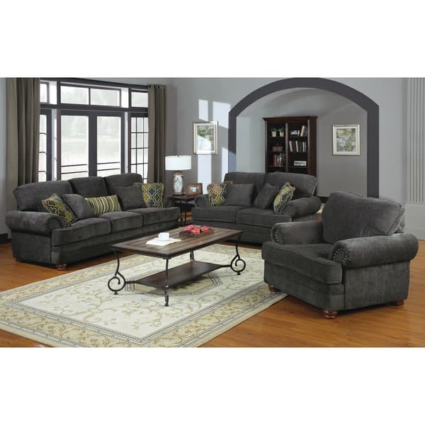 Shop Colton Grey 3 Piece Living Room Set On Sale Free Shipping