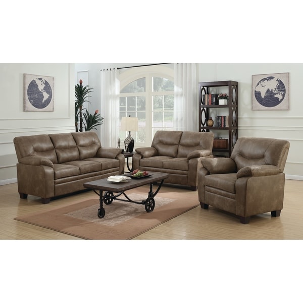 Meagan Casual Brown 3-piece Living Room Set - N/A