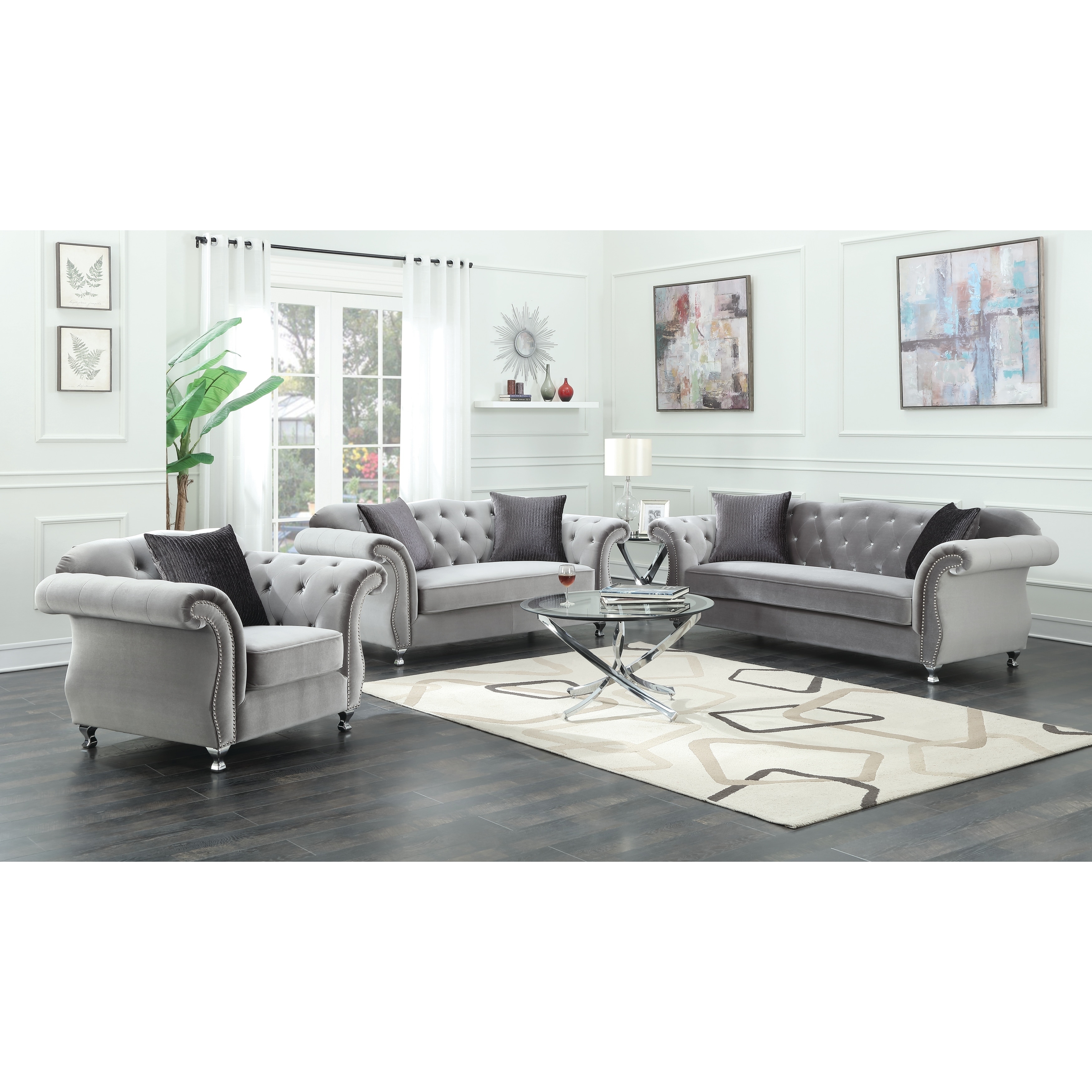 Frostine Grey 3-piece Living Room Set