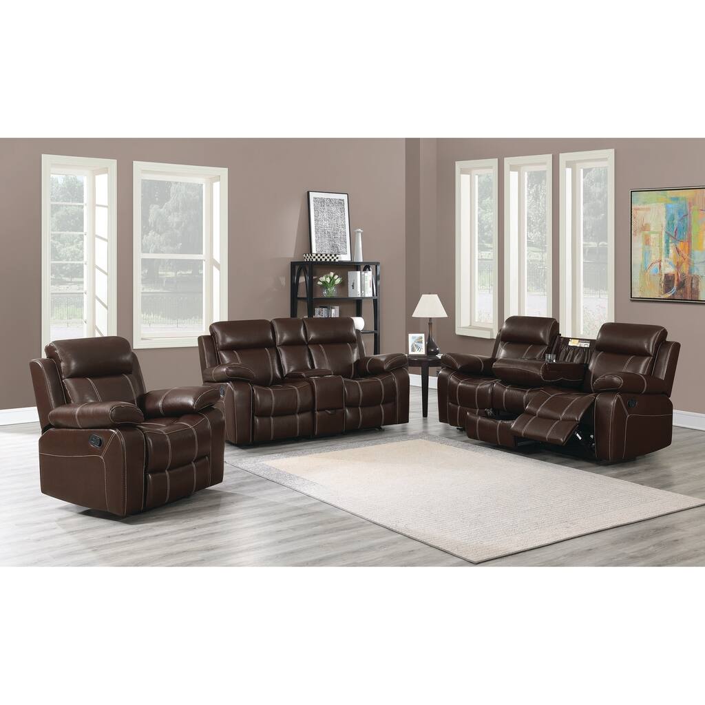 Coaster Furniture Myleene Chestnut 3-piece Upholstered Tufted Living Room Set