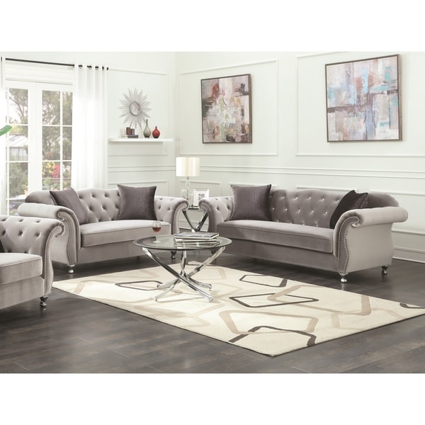 shop frostine grey 2-piece living room set ( sofa and loveseat