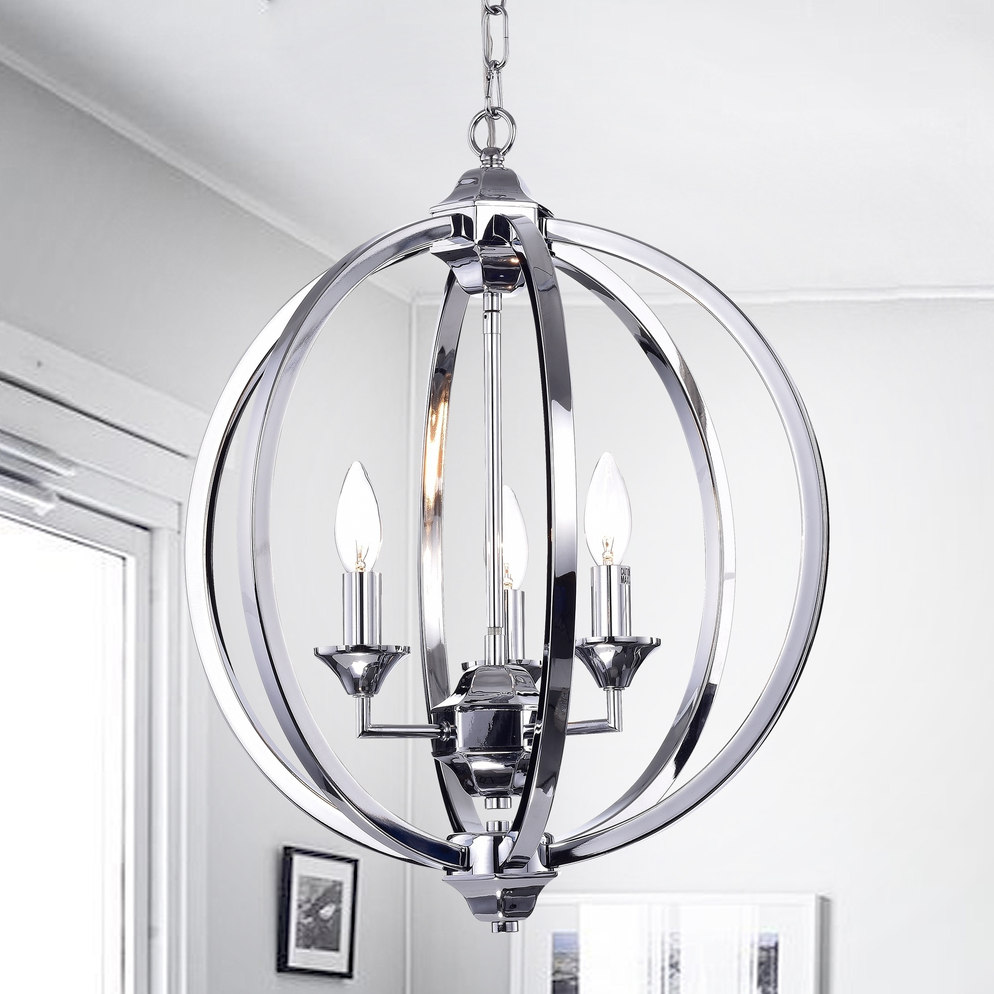 Dermid Chrome 3 Light Round Pendant Overstock 21862643