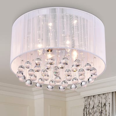 Mordred Chrome 4-Light Pendant with Fabric Shade