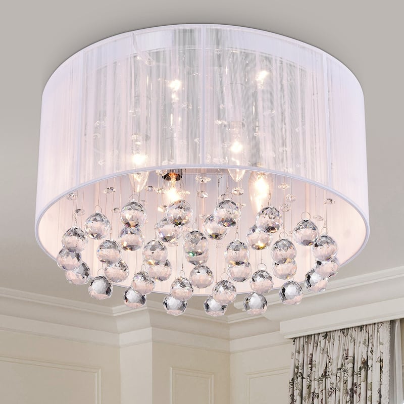 Mordred Chrome 4-Light Pendant with Fabric Shade