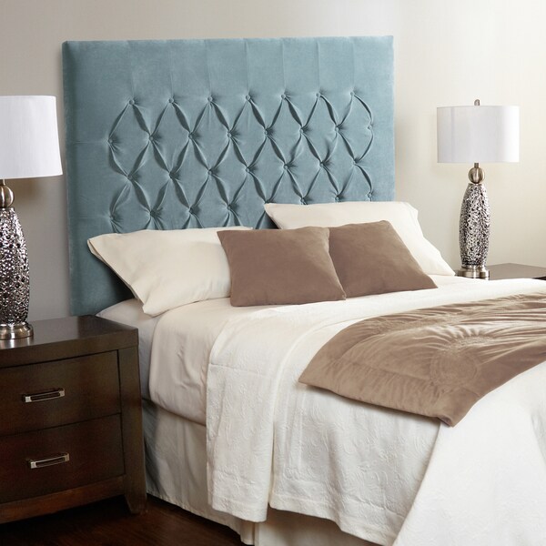 Humble + Haute Halifax Velvet Sky Blue Tall Diamond Tufted Upholstered