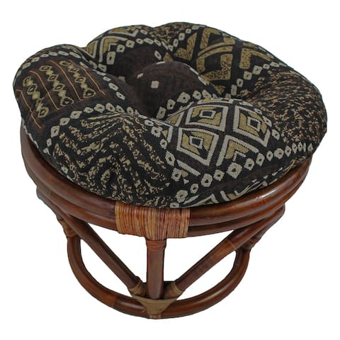 International Caravan Bali Papasan Foot Stool with Tapestry Cushion