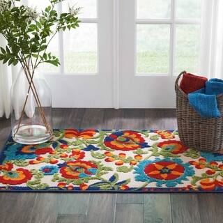 Washable 3 X 5 Area Rugs Online At Our Best Nourison Aloha Multicolor Indoor Outdoor Botanical Rug 2 8