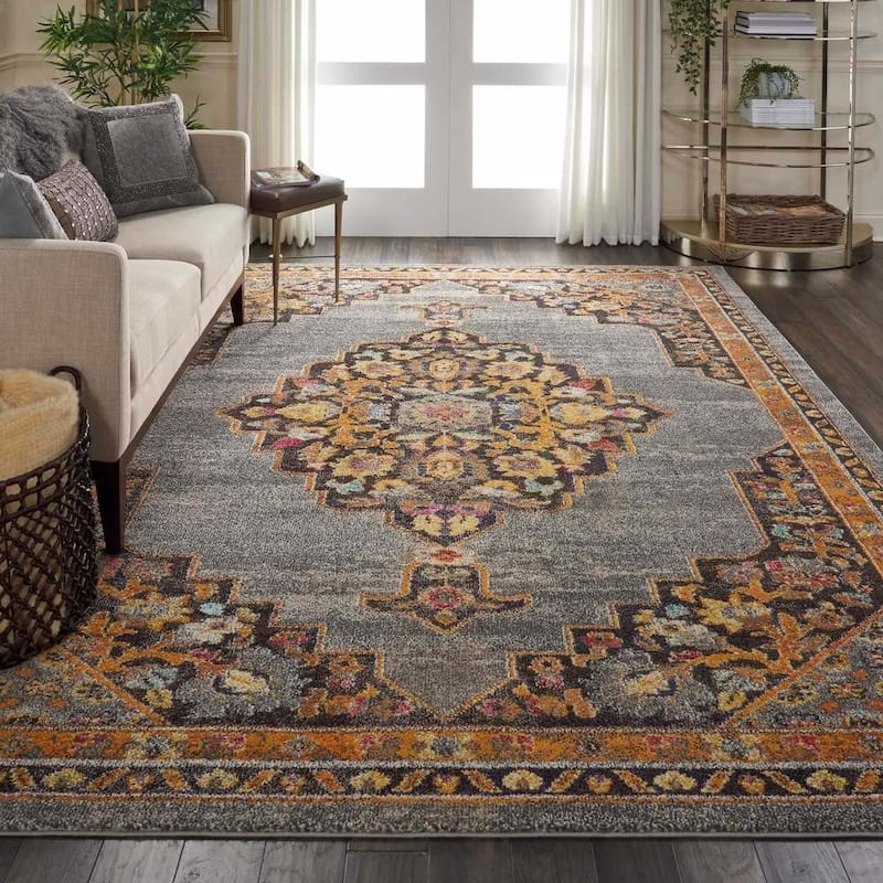Nourison Passionate Persian Vintage Medallion Area Rug - 6'7" x 9'6" - Grey/Multi - Rectangle