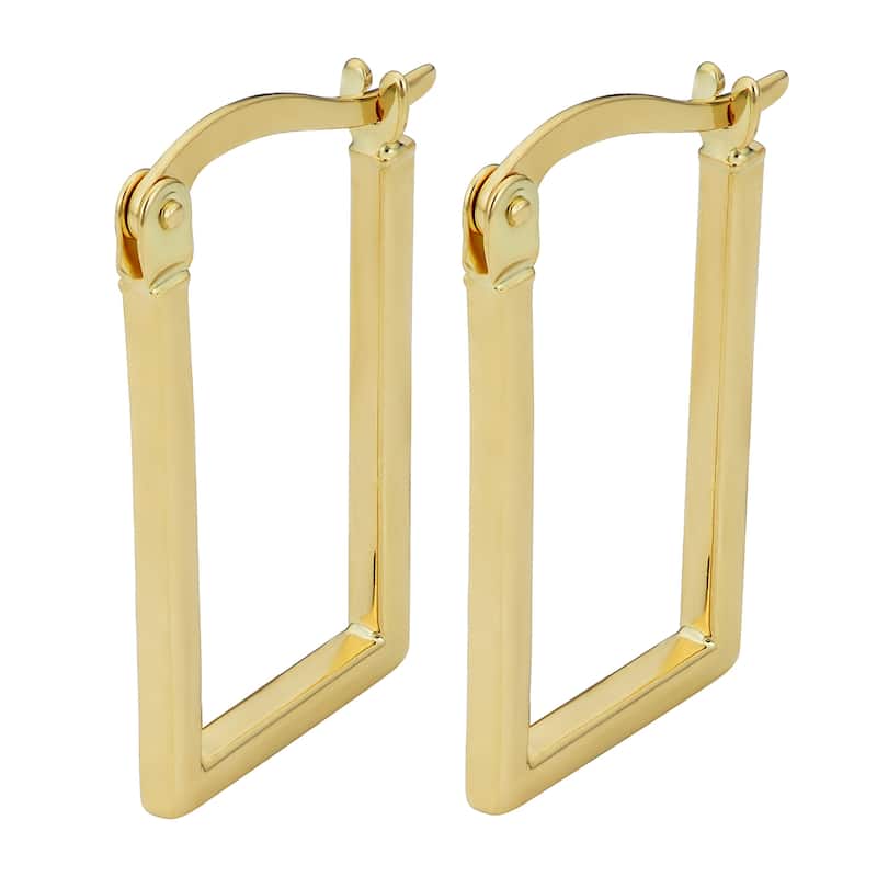 Fremada 14k Yellow Gold Rectangular Hoop Earrings