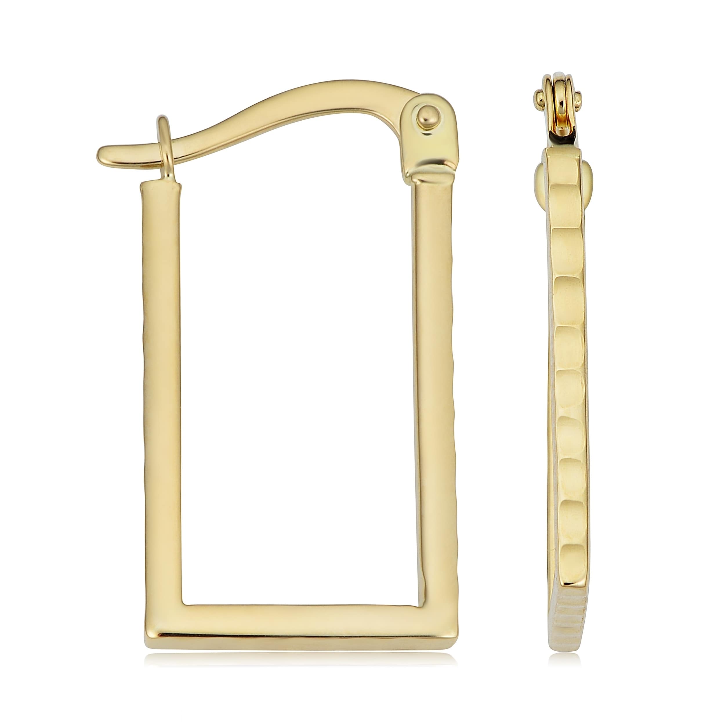 Au Naturale 14k Yellow Gold Rectangular Hoop Earrings