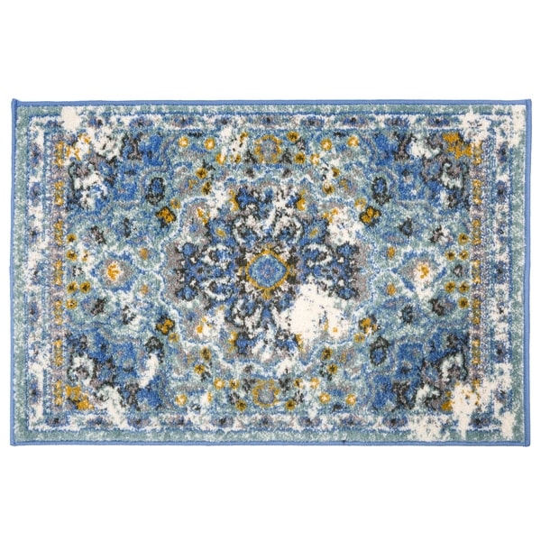 Traditional Oriental Distressed Rug Blue - 2' x 3'