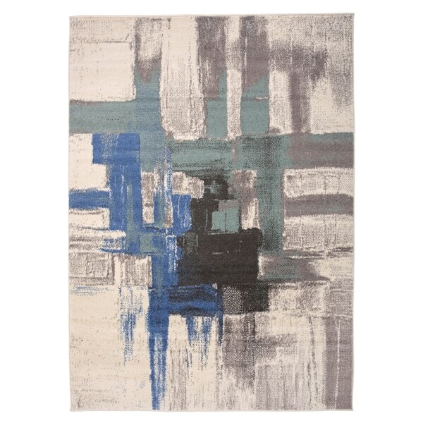 Shop Contemporary Modern Abstract Area Rug Blue 5' x 7' On Sale