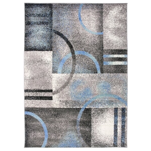 Geometric Modern Circles Area Rug Gray - 5' x 7'