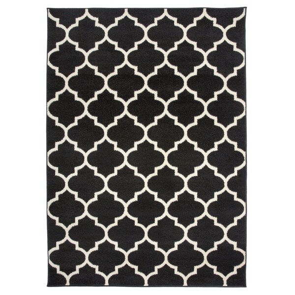 Modern Moroccan Trellis Area Rug Black - 5' x 7'