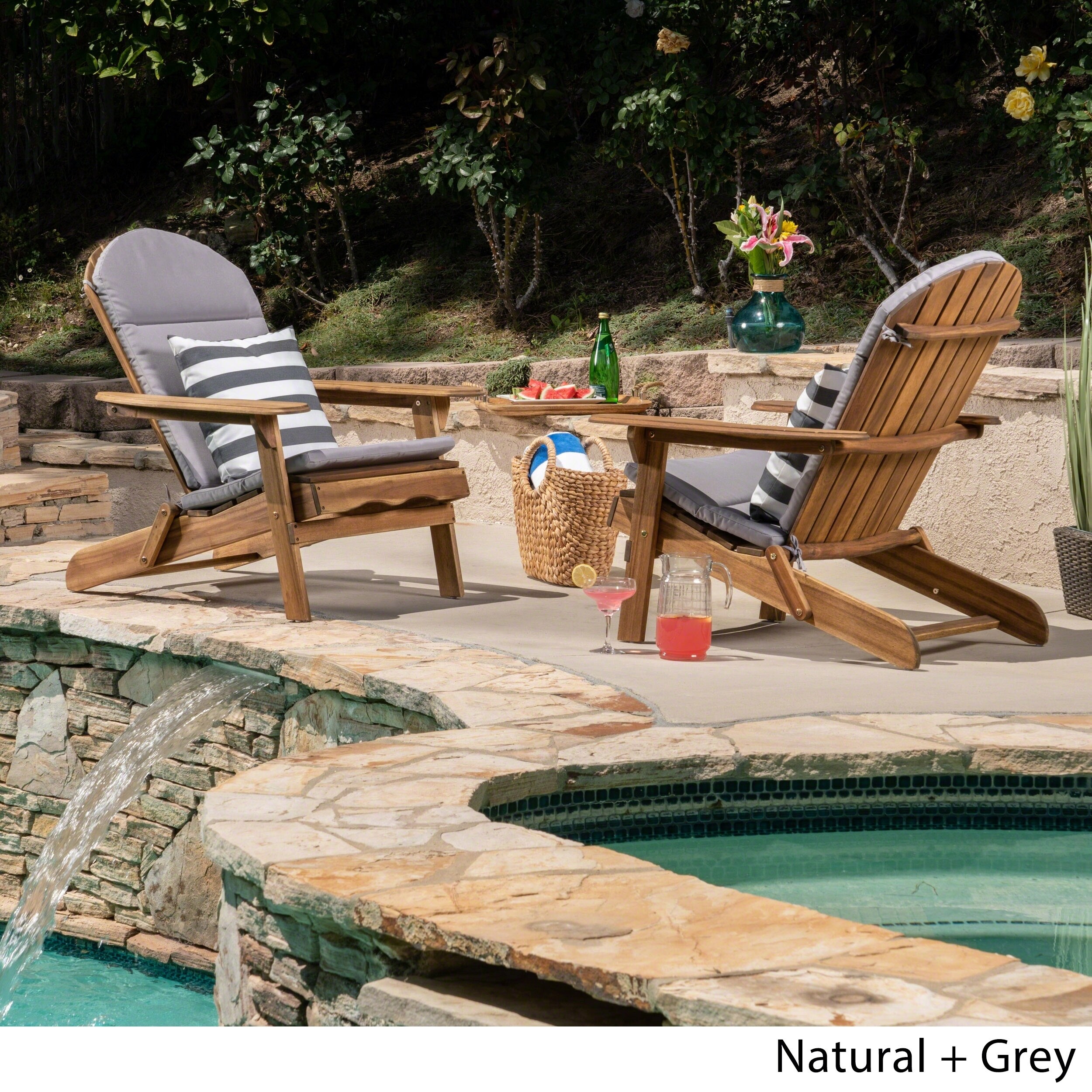 Shop Malibu Outdoor Acacia Wood Folding Adirondack Chairs With