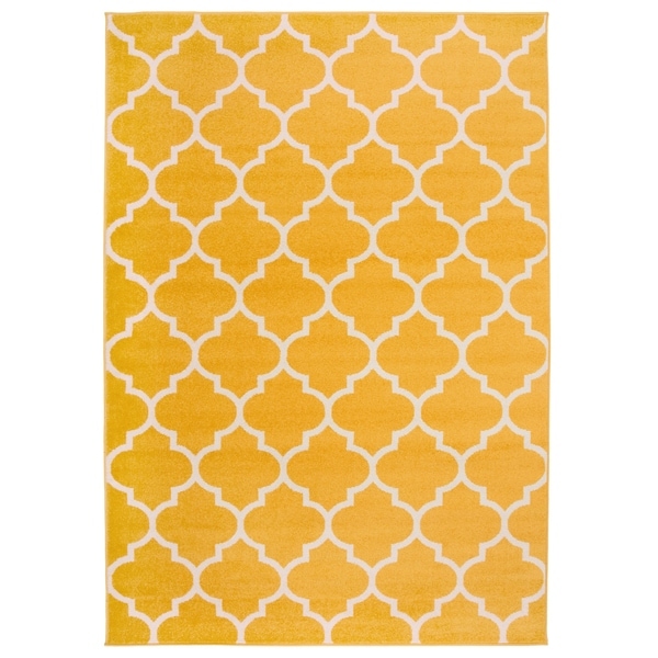 OSTI Modern Moroccan Trellis Yellow Area Rug - 7'10" x 10'