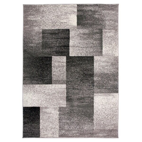 Modern Geometric Boxes Area Rug Gray - 5' x 7'